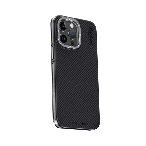 Joko Apple İphone 15 Pro Max Kılıf Aramid 600d Kevlar Karbon Fiber Magsafe Kapak - Gri ürün görseli 1