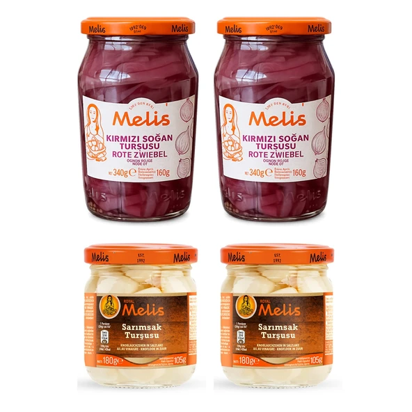 Melis Kırmızı Soğan Turşusu 340 gr + Sarımsak Turşusu 180 gr 4 lü Set ürün görseli 1