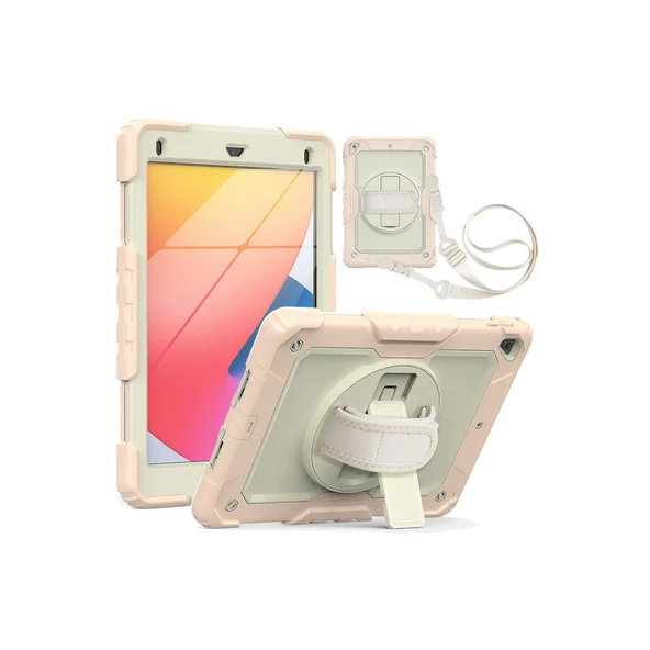 Apple İpad 5 Air 9.7 Kılıf Strap New Tablet Kapak - Pembe ürün görseli 1