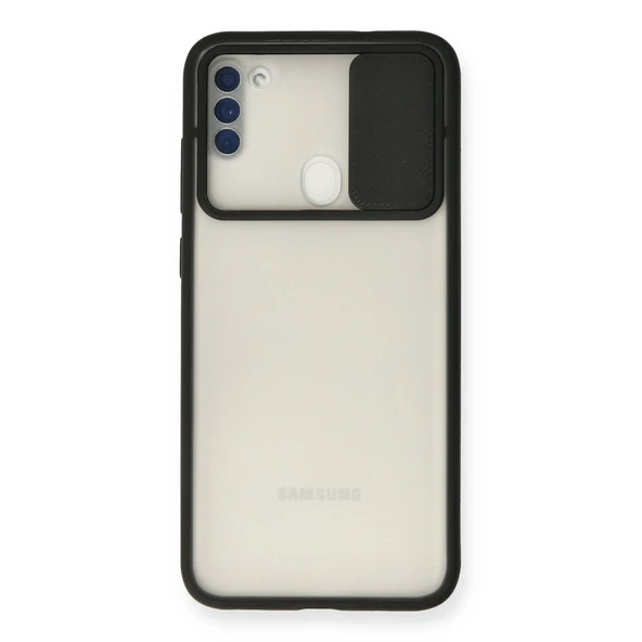 Samsung Galaxy A11 Kılıf Palm Buzlu Kamera Sürgülü Silikon - Siyah ürün görseli 1