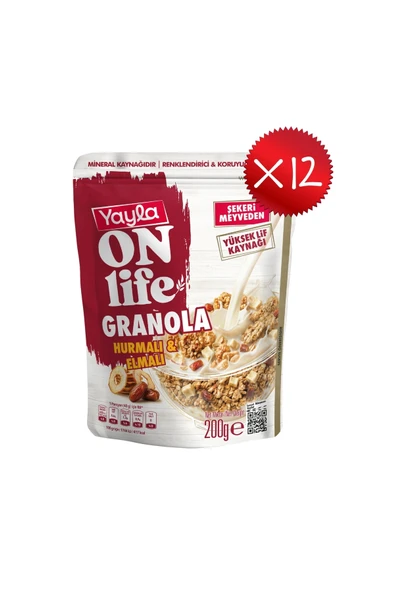 Yayla Onlife Hurmalı ve Elmalı Granola 200 g x 12 Adet ürün görseli 1
