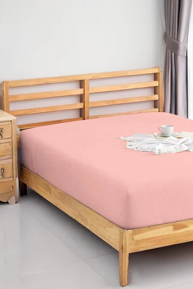 Penye Lastikli Çarşaf Pamuklu Jersey Battal Kişilik 180x200cm Pembe ürün görseli 1