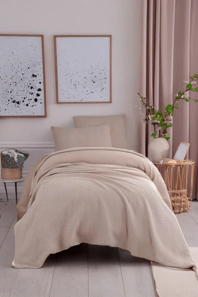 Ecocel Pike Örtü Tek Kişilik 160x230cm Karde Vizon Gri ürün görseli 1