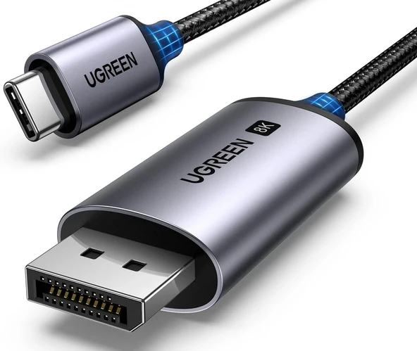 UGREEN 25157 CM556 8K 60Hz 4K 240Hz Yüksek Çözünürlüklü v1.4 USB-C to DisplayPort Görüntü ve Ses Aktarım Kablosu Örgülü 1metre ürün görseli 1