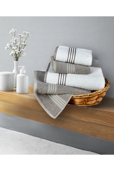 Banyo Havlu Takımı Oscar Taş -Krem 50x85cm(2Ad.) + 70x140(2Ad.) ürün görseli 1