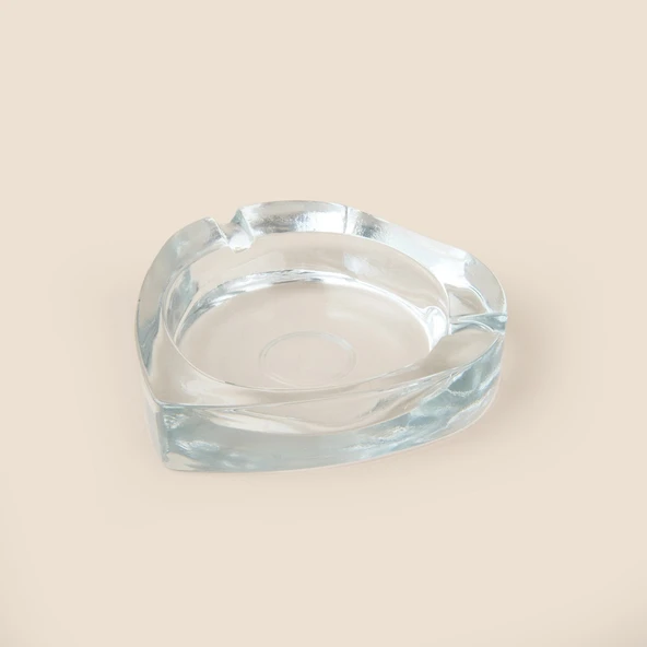Vidrex Pure Glass Heart Cam Küllük - Şeffaf - 10 cm ürün görseli 1