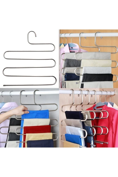 Ufak Tefek Şeyler 5 Katlı Metal Askılık Pantolon Askı Bluz Elbise Eşarp Başörtü Askısı ürün görseli 1