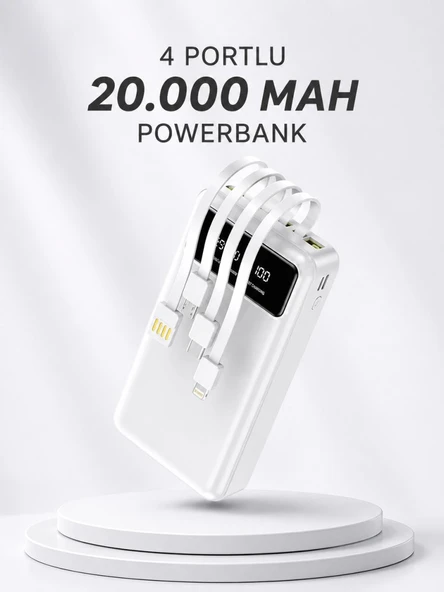 Powerbank Şarj Cihazı 4 Çıkışlı 20.000 Mah Powerbank Kompakt Yüksek Kapasiteli Hızlı Şarj ürün görseli 1