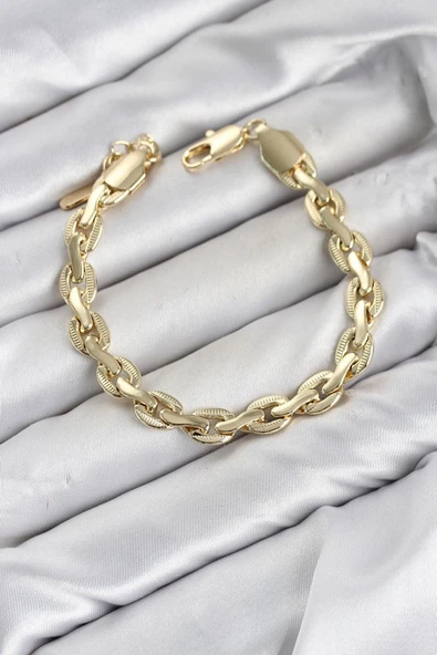 CM Kalın Zincir Model Gold Renk Pirinç Kadın Bileklik TJ-BB8600 ürün görseli 1