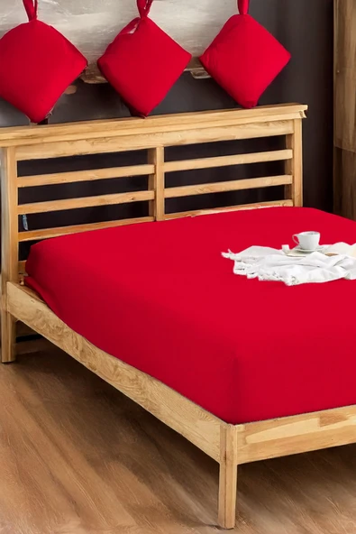 Penye Lastikli Çarşaf Pamuklu Jersey Battal Kişilik 180x200cm Bordo ürün görseli 1