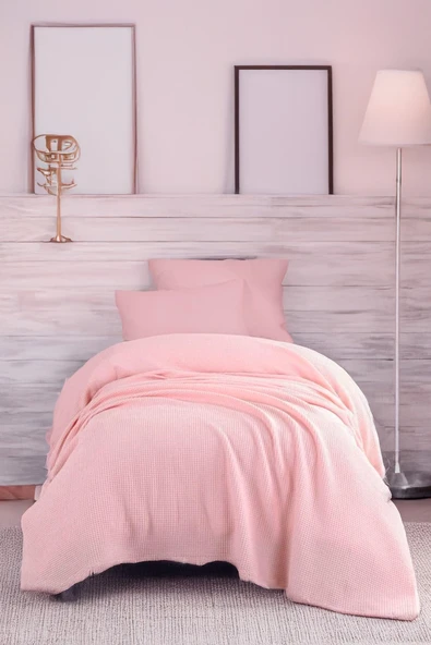 Ecocel Pike Örtü Tek Kişilik 160x230cm Karde PudraPembe ürün görseli 1