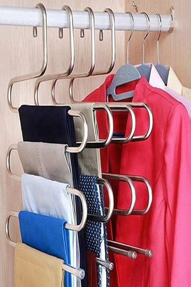 Ufak Tefek Şeyler 5 Katlı Metal Pantalon Eşarp Askısı Dolap Içi Düzenleyici ürün görseli 1