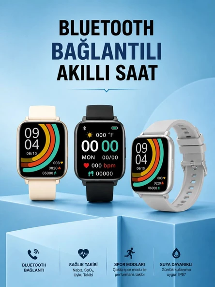 Titreşimli, Sağlık Takipli, Yeni Nesil Akıllı Saat  400mah Batarya Kapasiteli ürün görseli 1