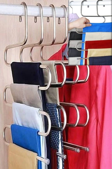 Ufak Tefek Şeyler 2 Adet 5 Katlı Metal Pantolon Eşarp Askısı ürün görseli 1
