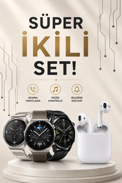 Akıllı Saat Ve Kulaklık Seti Dokunmatik Ekran 5.0 Bluetooth Bağlantılı Sesli Görüşme ürün görseli 1