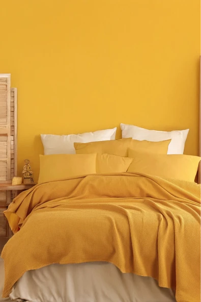 Ecocel Pike Örtü Çift Kişilik 200x230cm Karde Hardal ürün görseli 1