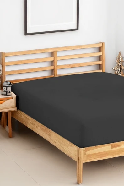 Penye Lastikli Çarşaf Pamuklu Jersey OrtaBoy Tek Kişilik 120x200cm Antrasit ürün görseli 1