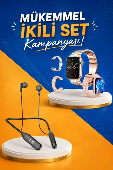 Kablolu Bluetooth Kulaklık Ve Kadınlara Özel Bileklik Hediyeli Yeni Nesil Akıllı Saat 3 Kordonlu ürün görseli 1