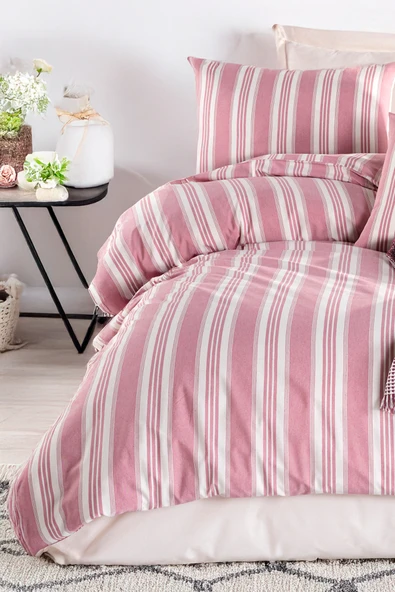 Sport Çizgili Nevresim Takımı Tek Kişilik Soft Line Bordo ürün görseli 1