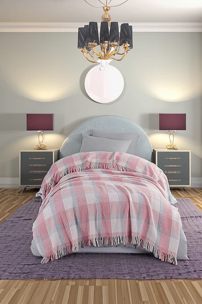 Battaniye Pamuklu Tek Kişilik Warm Soft Pudra - Resim 2