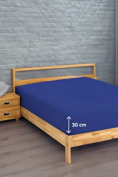 Penye Lastikli Çarşaf Pamuklu Jersey Tek Kişilik 100x200cm Lacivert ürün görseli 1