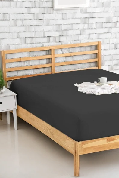 Penye Lastikli Çarşaf Pamuklu Jersey Battal Kişilik 180x200cm Antrasit ürün görseli 1