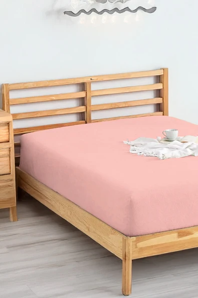 Penye Lastikli Çarşaf Pamuklu Jersey Süper Battal Kişilik 200x200cm Pembe ürün görseli 1