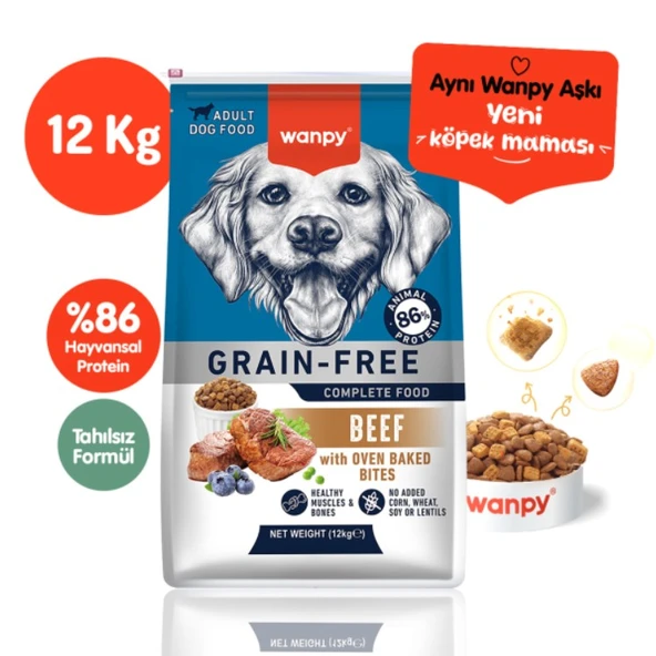 Wanpy Tahılsız Adult Sığır Etli Yetişkin Köpek Maması 12 Kg ürün görseli 1