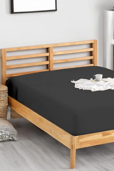Penye Lastikli Çarşaf Pamuklu Jersey Süper Battal Kişilik 200x200cm Antrasit ürün görseli 1