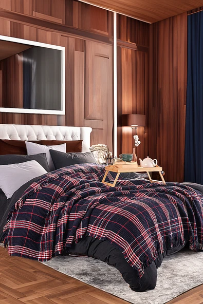 Battaniye Pamuklu Çift Kişilik Warm Soft Lacivert ürün görseli 1