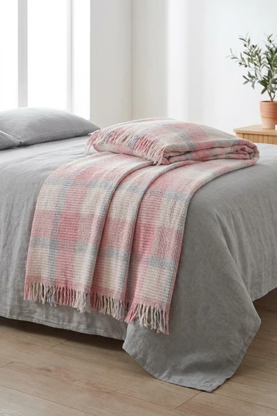 Battaniye Pamuklu Tek Kişilik Warm Soft Pudra - Resim 3