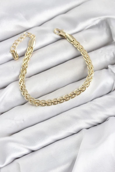 CM Singapur Zincir Model Gold Renk Pirinç Kadın Bileklik TJ-BB8593 ürün görseli 1