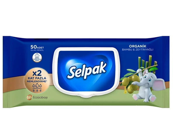 Selpak Organik Bambu ve Zeytinyağlı Islak Mendil 50li ürün görseli 1