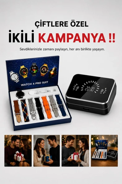 Powerbank Aynalı Bluetooth Kulaklık Ve Akıllı Saat Seti Anc Özelliği Dokunamatik ürün görseli 1