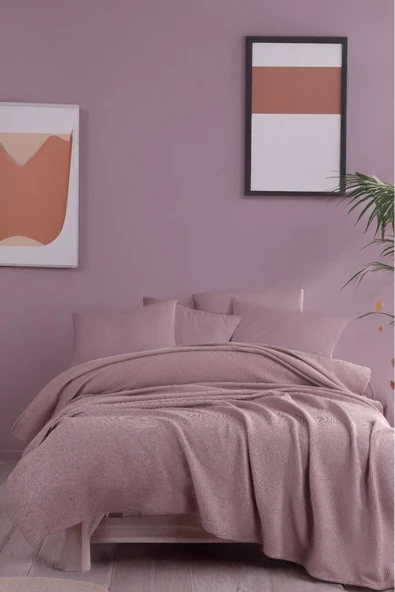 Ecocel Pike Örtü Çift Kişilik 200x230cm Karde Mürdüm ürün görseli 1