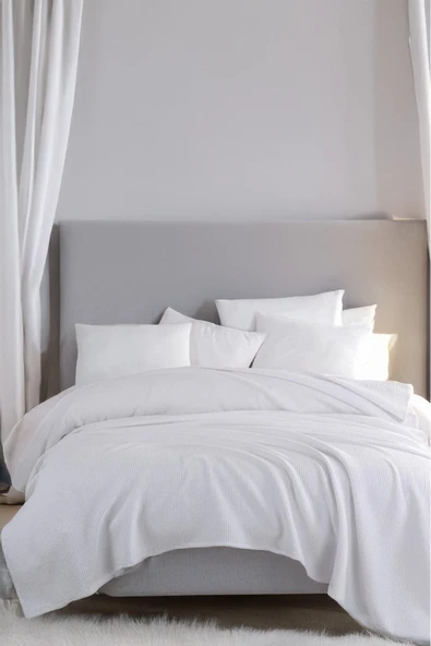 Ecocel Pike Örtü Çift Kişilik 200x230cm Karde Beyaz ürün görseli 1