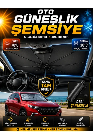 Ufak Tefek Şeyler Toyota Hılux 2.4 D-4d 150 4x4 Adventure A/tAraca Uygun Araç Ön Cam Güneşliği Katlanabilir Şemsiye Perde Oto Güneşlik ürün görseli 1