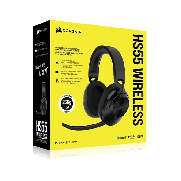 CORSAIR HS55 Surround USB Dolby Audio 7.1 Siyah Kablosuz CA-9011280-EU Gaming Kulaklık ürün görseli 1