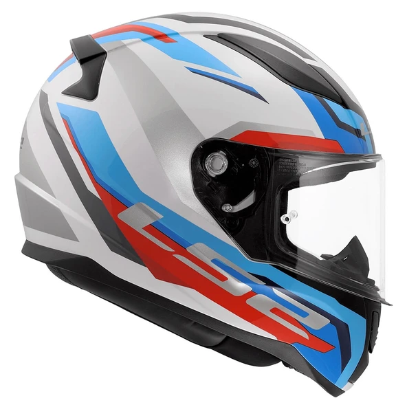 LS2 RAPID 2 HYPER BEYAZ-MAVİ-KIRMIZI KAPALI KASK - Resim 3