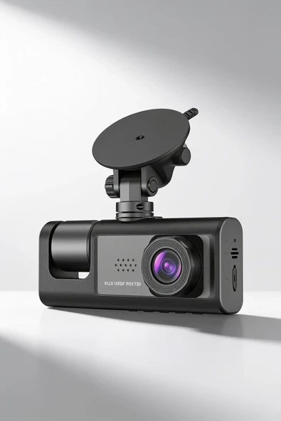Ön Arka İç Kayıtlı 3 Kameralı Araç İçi Kamera Full HD Oto Kamera ürün görseli 1