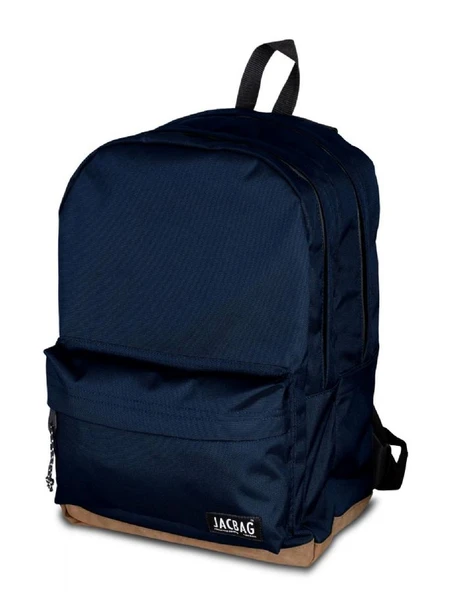 Jacbag Campus-Deri Tabanlı Üç Bölmeli Lacivert Sırt Çantası (Okul, Günlük, Seyahat) ürün görseli 1