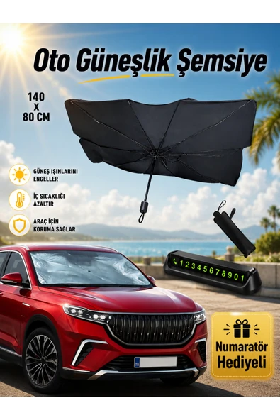 Ufak Tefek Şeyler TOYOTA COROLLA CROSS 1.8 HYBRID PASSION E-CVT Oto Ön Cam Güneşliği Şemsiye - Numaratör Hediyeli ürün görseli 1
