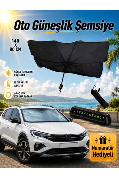 Ufak Tefek Şeyler VOLKSWAGEN TAIGO 1.0 TSI 110 R-LINE DSG Oto Ön Cam Güneşliği Şemsiye - Numaratör Hediyeli ürün görseli 1