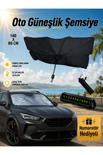Ufak Tefek Şeyler CUPRA FORMENTOR 1.5 eTSI (MHEV) 150 DSG VZ-LINE Oto Ön Cam Güneşliği Şemsiye - Numaratör Hediyeli ürün görseli 1