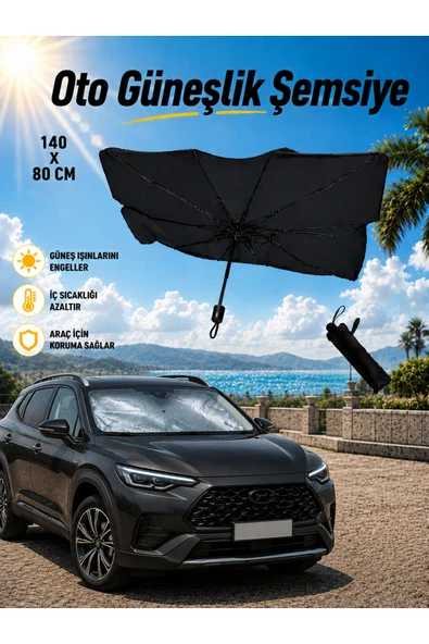 Ufak Tefek Şeyler TOYOTA COROLLA CROSS 1.8 HYBRID FLAME X-PACK E-CVT Araca Uygun Oto Ön Cam Güneşliği Şemsiye ürün görseli 1