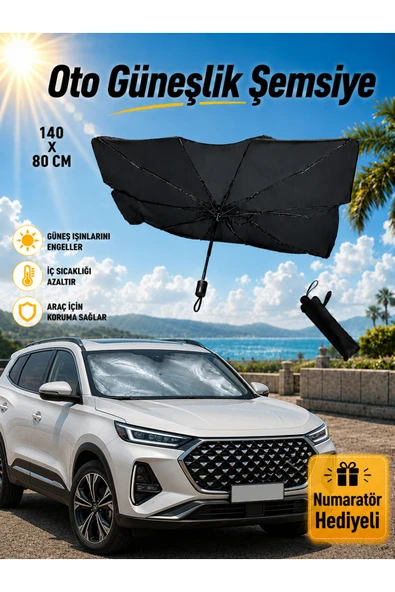 Ufak Tefek Şeyler CHERY TIGGO 7 PRO MAX EXCEPTIONAL Araca Uygun Oto Ön Cam Güneşliği Şemsiye - Numaratör Hediyeli ürün görseli 1