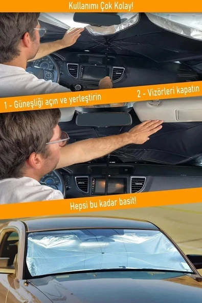 Ufak Tefek Şeyler VOLKSWAGEN CROSS CADDY 1.6 TDI Araca Uygun Oto Güneşlik Oto Ön Cam Güneşliği Şemsiye Oto Güneşlik ürün görseli 1