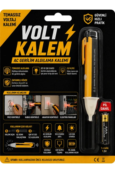 Ufak Tefek Şeyler Dedektörlü Temassız Işıklı Kablo Voltaj Test Elektrik Kaçak Dijital Kontrol Kalemi ürün görseli 1