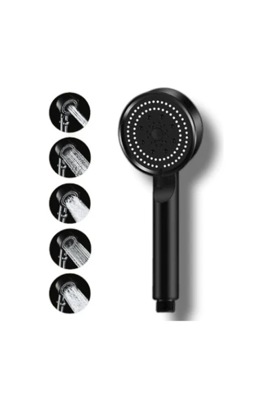 Ufak Tefek Şeyler Turbo Fan 5 Fonksiyonlu Su Tasarruflu Duş Başlığı Turbo El Duşu Siyah ürün görseli 1