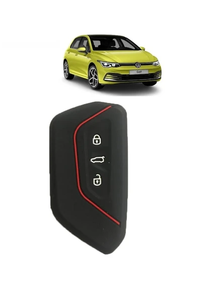 Ufak Tefek Şeyler Vw Golf 8 Silikon Anahtar Kılıfı 2020 Sonrası Siyah-kırmızı Renk ürün görseli 1